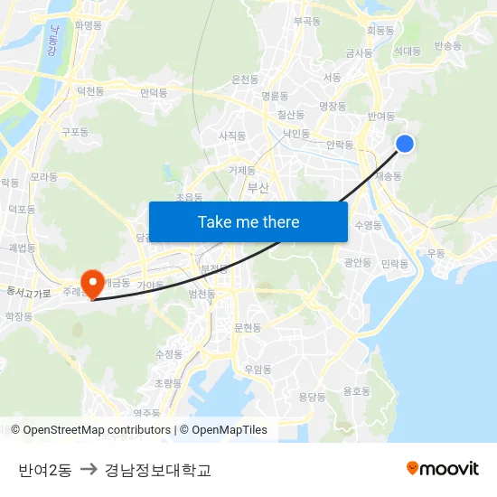 반여2동 to 경남정보대학교 map