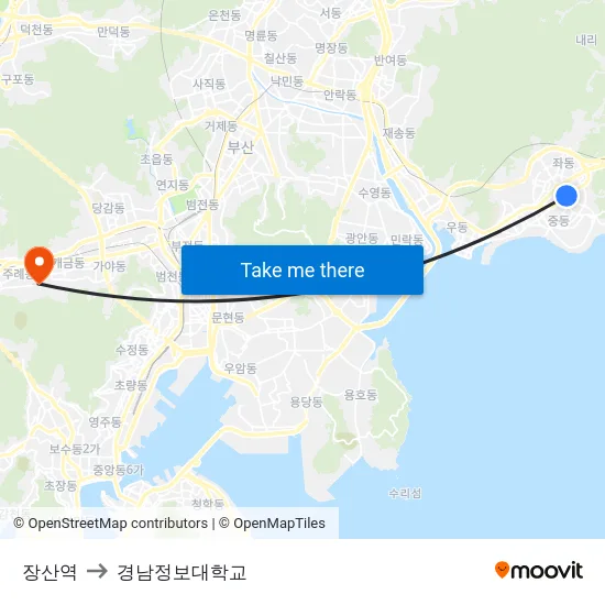 장산역 to 경남정보대학교 map