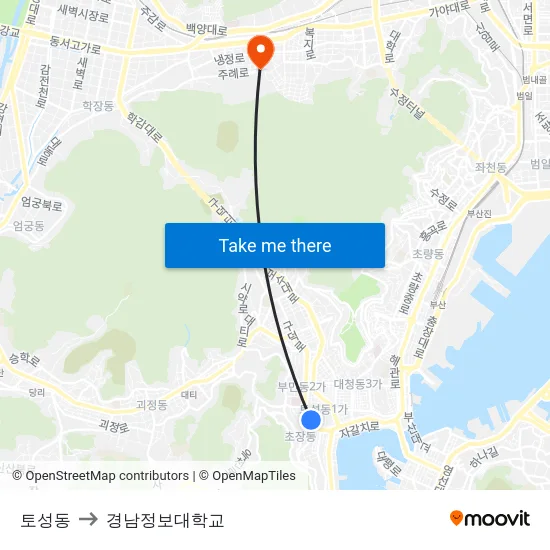 토성동 to 경남정보대학교 map