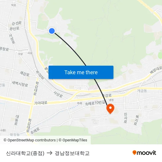 신라대학교(종점) to 경남정보대학교 map