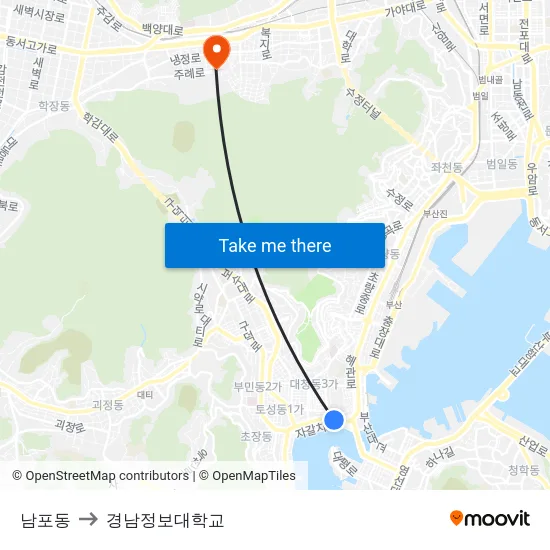 남포동 to 경남정보대학교 map