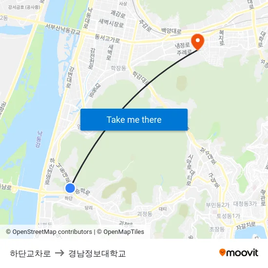 하단교차로 to 경남정보대학교 map