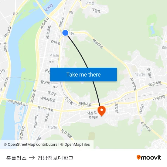 홈플러스 to 경남정보대학교 map
