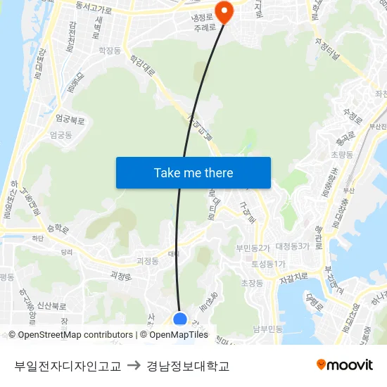 부일전자디자인고교 to 경남정보대학교 map