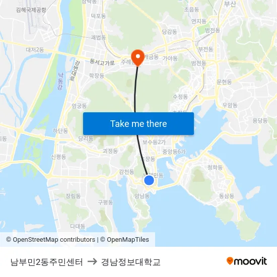 남부민2동주민센터 to 경남정보대학교 map