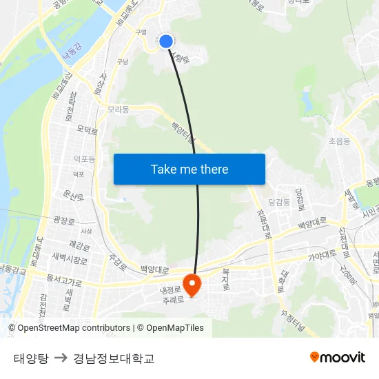 태양탕 to 경남정보대학교 map