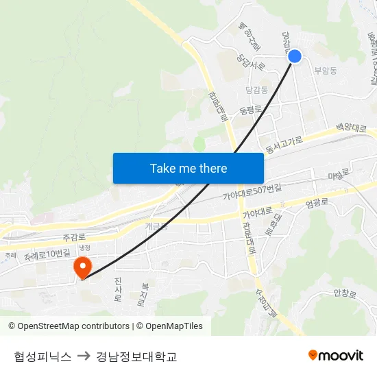 협성피닉스 to 경남정보대학교 map