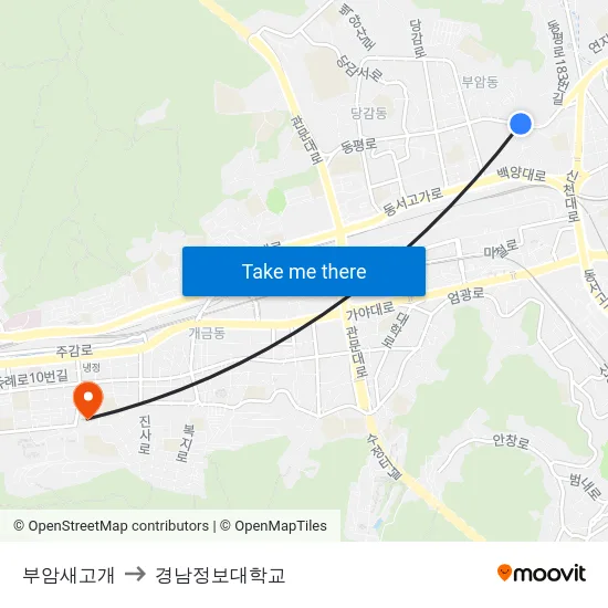 부암새고개 to 경남정보대학교 map