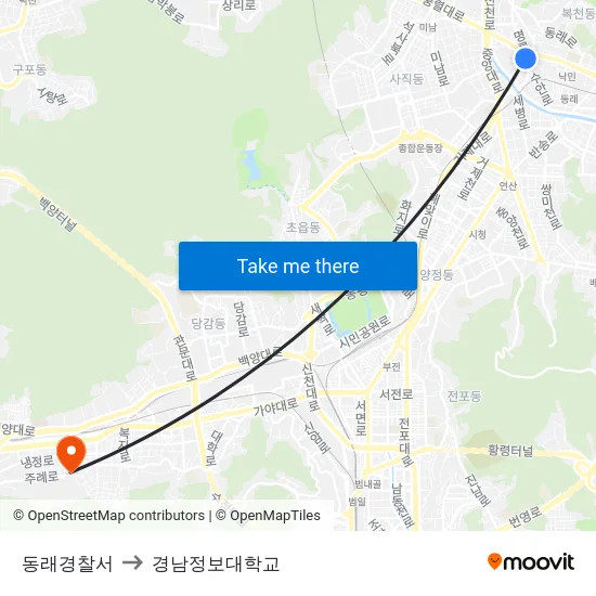 동래경찰서 to 경남정보대학교 map