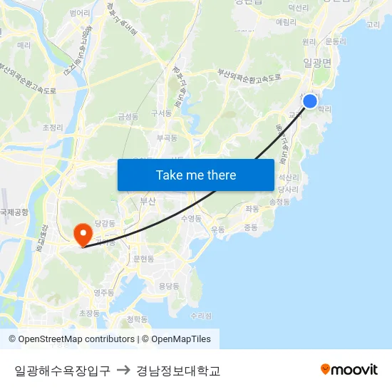 일광해수욕장입구 to 경남정보대학교 map