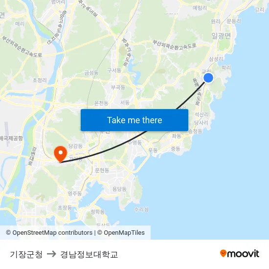 기장군청 to 경남정보대학교 map