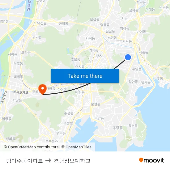 망미주공아파트 to 경남정보대학교 map