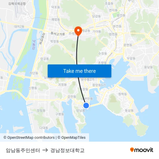 암남동주민센터 to 경남정보대학교 map