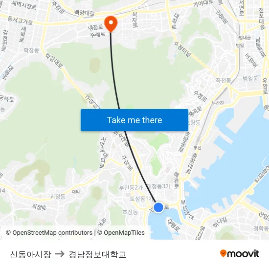 신동아시장 to 경남정보대학교 map