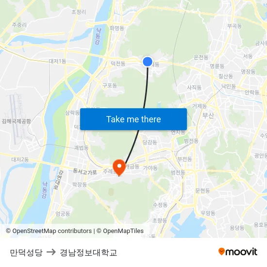 만덕성당 to 경남정보대학교 map