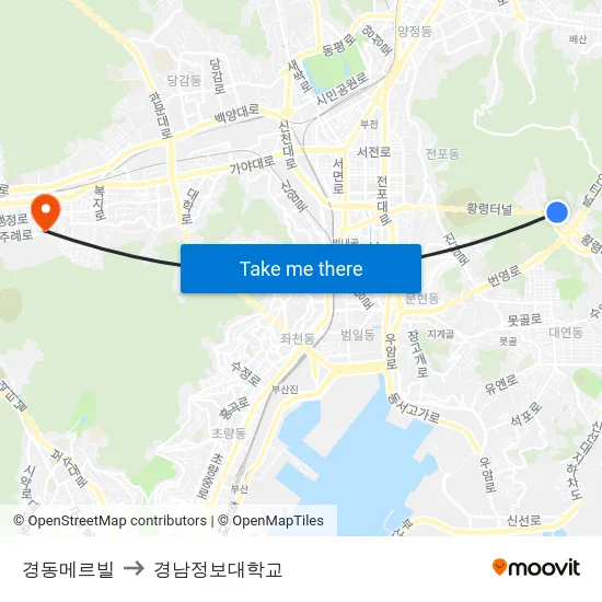 경동메르빌 to 경남정보대학교 map