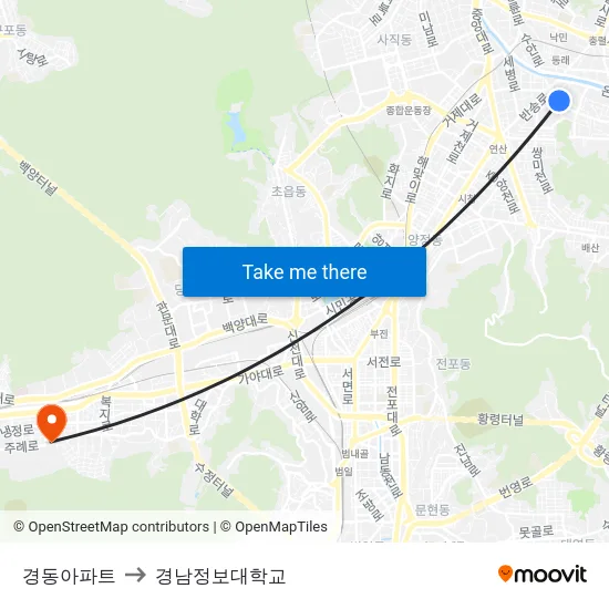 경동아파트 to 경남정보대학교 map