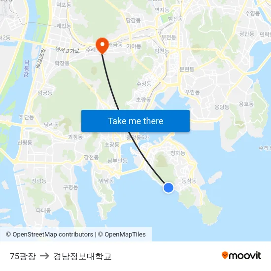 75광장 to 경남정보대학교 map