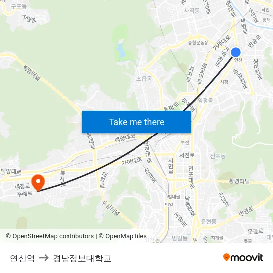 연산역 to 경남정보대학교 map