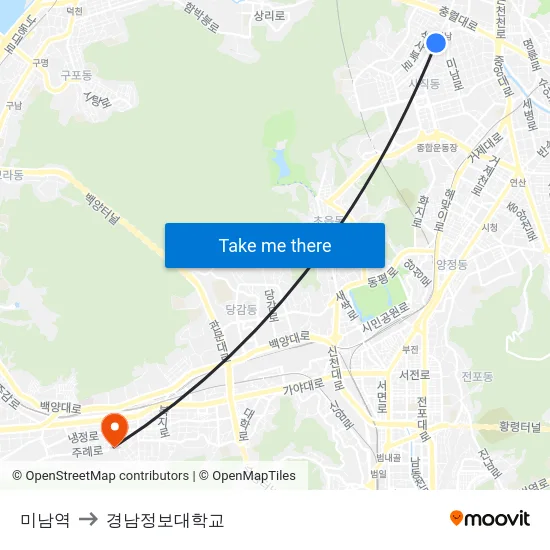미남역 to 경남정보대학교 map