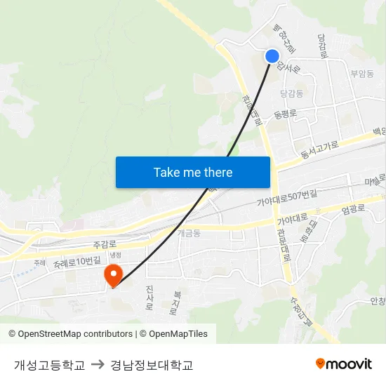 개성고등학교 to 경남정보대학교 map