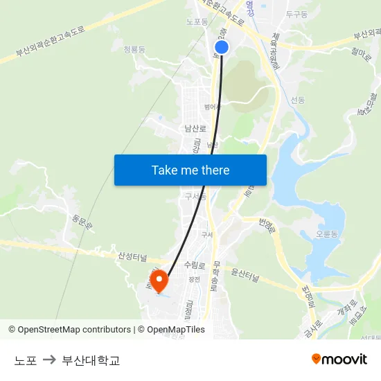 노포 to 부산대학교 map