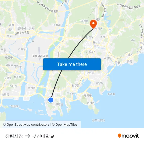 장림시장 to 부산대학교 map