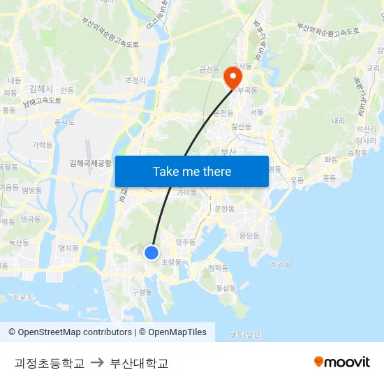 괴정초등학교 to 부산대학교 map