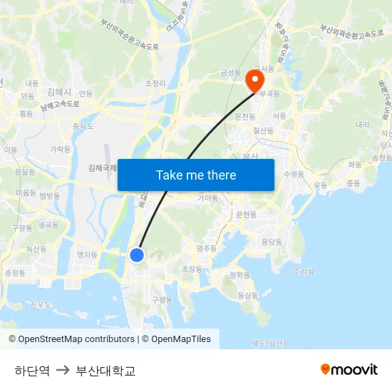 하단역 to 부산대학교 map