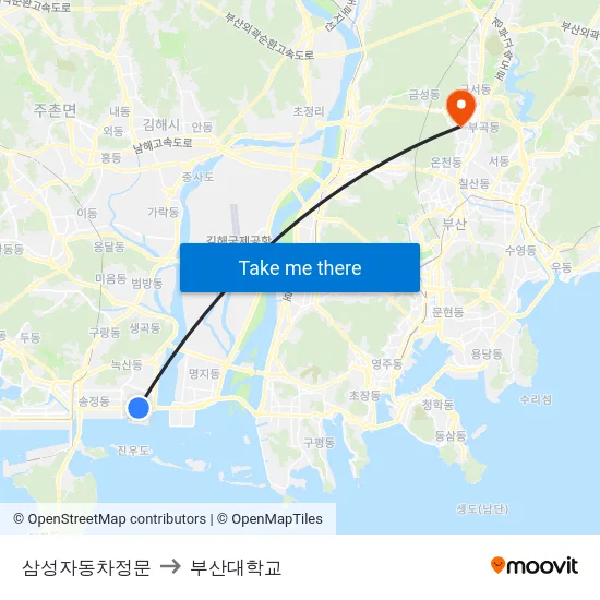 삼성자동차정문 to 부산대학교 map
