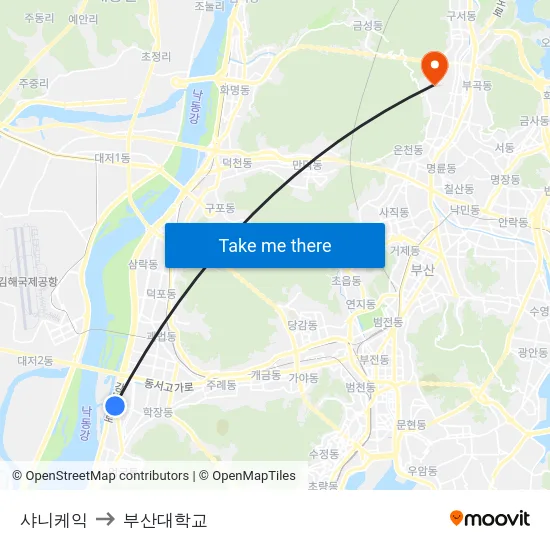 샤니케익 to 부산대학교 map