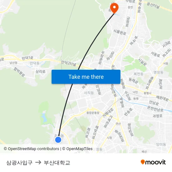 삼광사입구 to 부산대학교 map