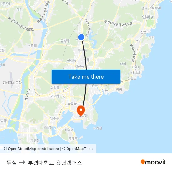 두실 to 부경대학교 용당캠퍼스 map