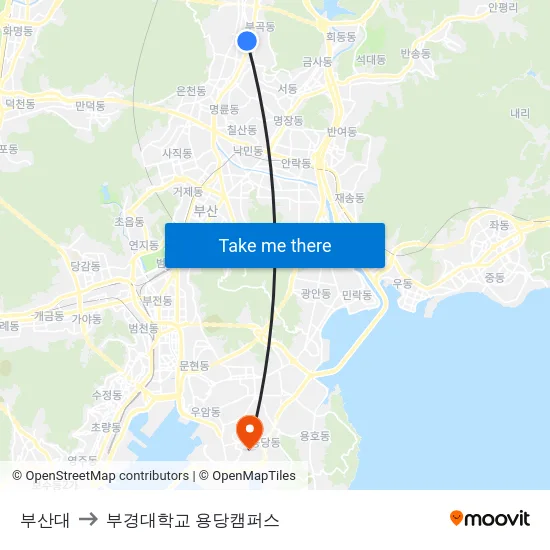 부산대 to 부경대학교 용당캠퍼스 map