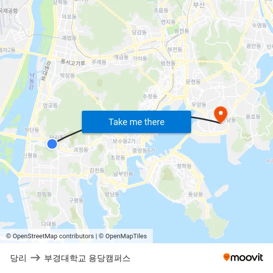 당리 to 부경대학교 용당캠퍼스 map