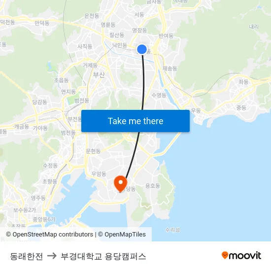 동래한전 to 부경대학교 용당캠퍼스 map