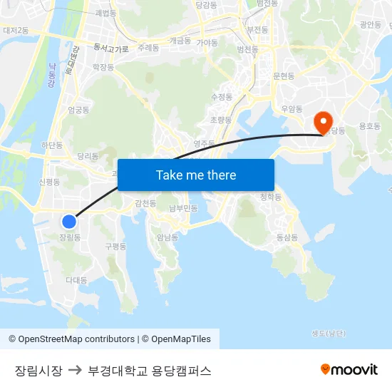 장림시장 to 부경대학교 용당캠퍼스 map