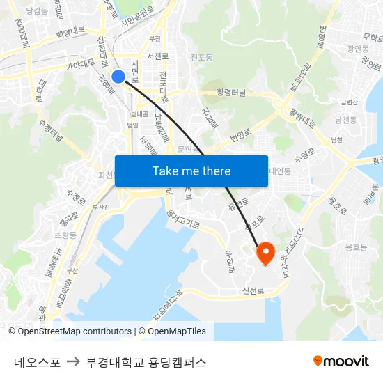 네오스포 to 부경대학교 용당캠퍼스 map