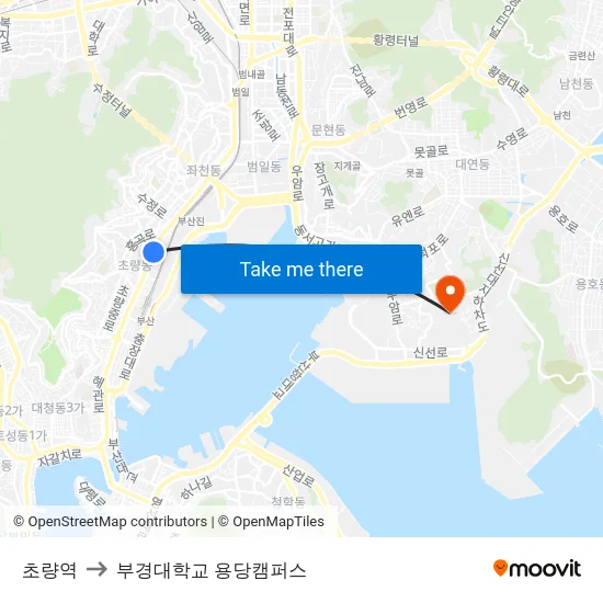 초량역 to 부경대학교 용당캠퍼스 map