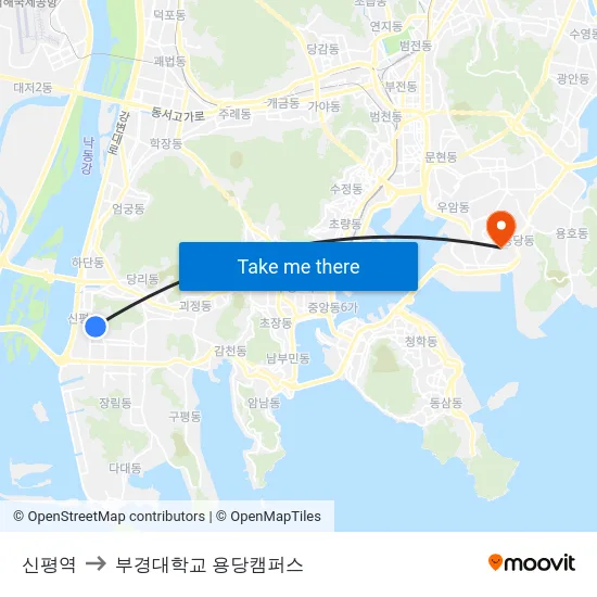 신평역 to 부경대학교 용당캠퍼스 map