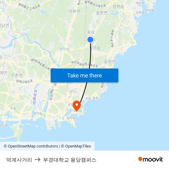 덕계사거리 to 부경대학교 용당캠퍼스 map