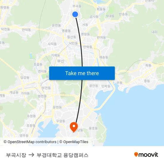 부곡시장 to 부경대학교 용당캠퍼스 map