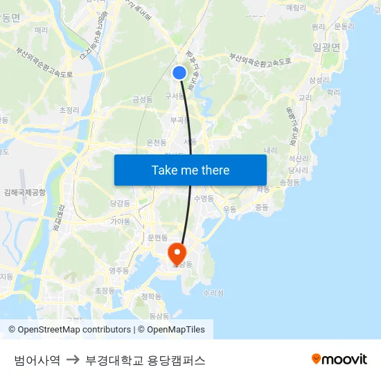 범어사역 to 부경대학교 용당캠퍼스 map