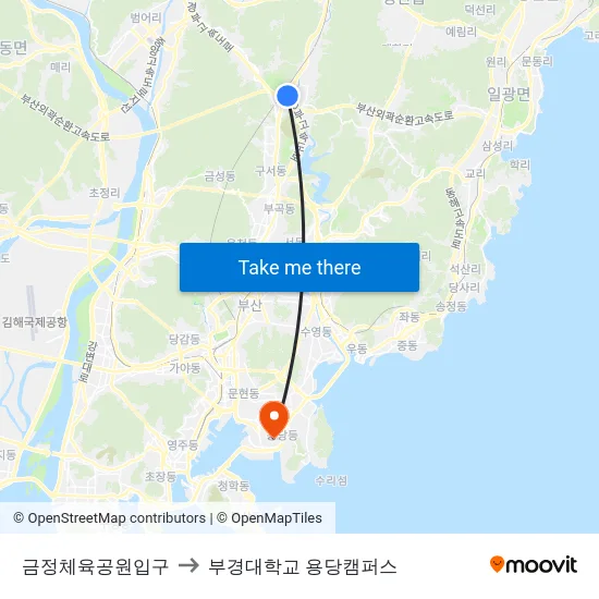 금정체육공원입구 to 부경대학교 용당캠퍼스 map