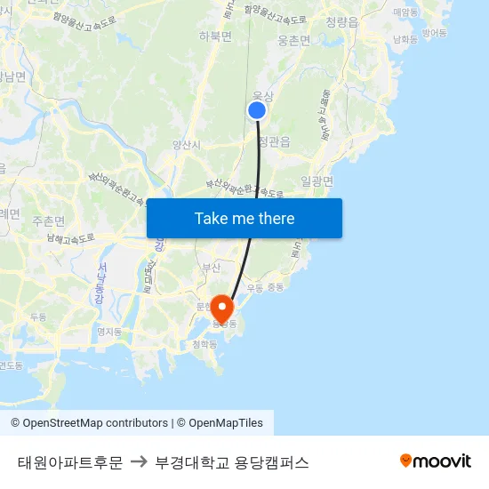 태원아파트후문 to 부경대학교 용당캠퍼스 map