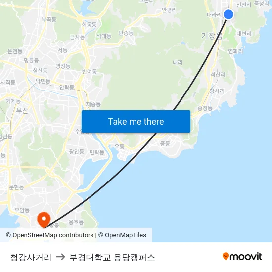 청강사거리 to 부경대학교 용당캠퍼스 map
