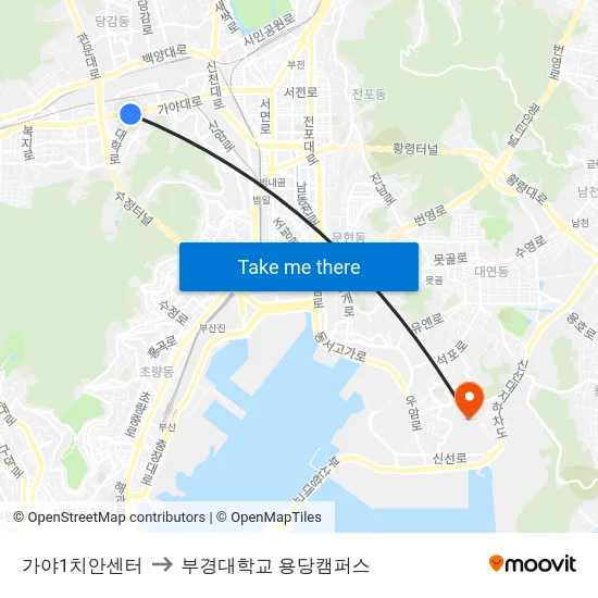 가야1치안센터 to 부경대학교 용당캠퍼스 map