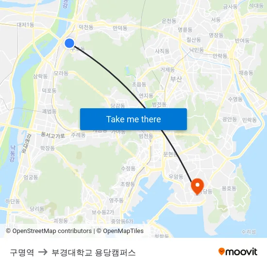 구명역 to 부경대학교 용당캠퍼스 map
