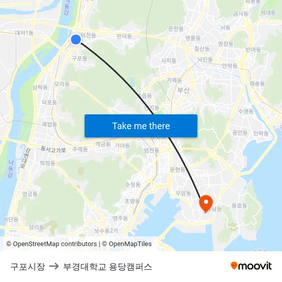 구포시장 to 부경대학교 용당캠퍼스 map