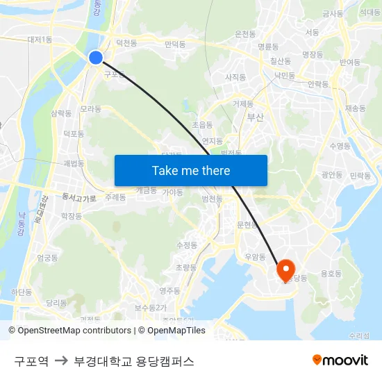 구포역 to 부경대학교 용당캠퍼스 map